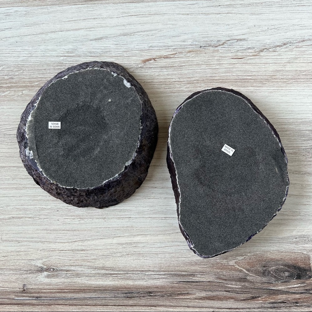 Purple Agate Geode Crystal Tea Light Candle Holders! Set of 2 - Brazil Agate - Picture 6 of 7